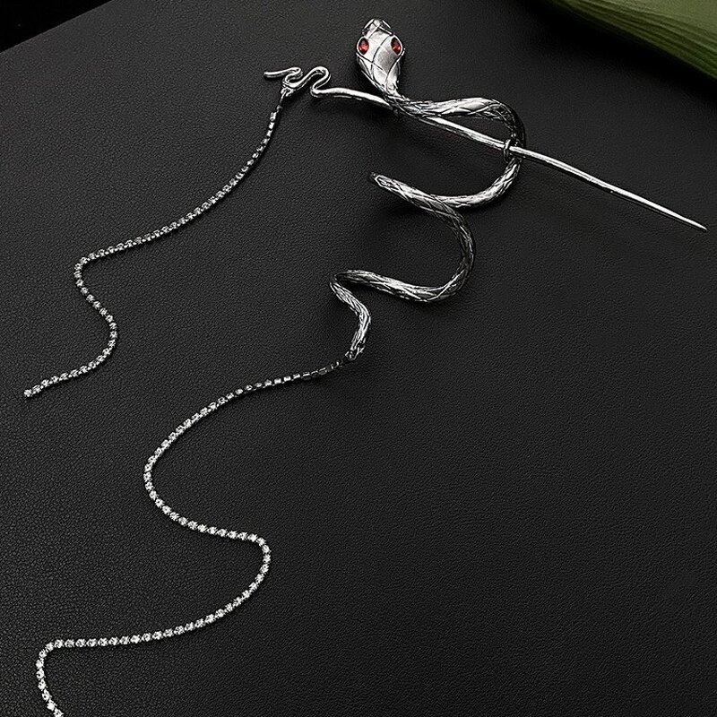 Hairpin Manufacturer - Cool Aloof Style Ponytail with Coiled Wrapped Snake Tassel Chinese Design