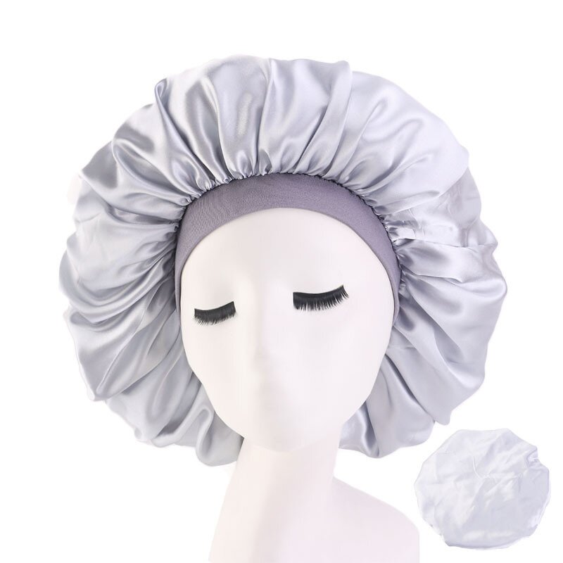 Satin Nightcap Manufacturer - Hot Selling Large Elastic Wide Brimmed Round Hat Home Hat Women's Monochrome Chemotherapy