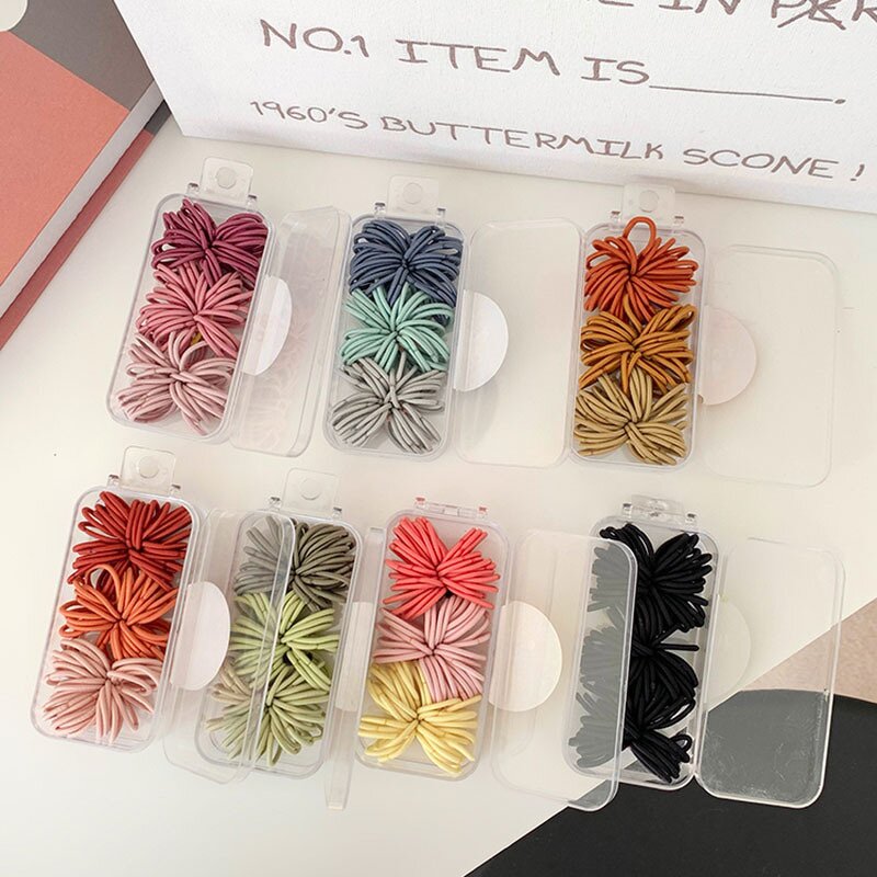 Elastic Hair Bands Manufacturer - 90pcs Boxed Sweet Party-Style Candy-Colored Rubber Ponytail Hair Rope for Girls