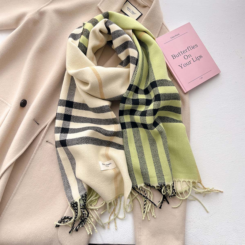 Scarf Manufacturer - 2024 Autumn Women's Plaid Double-sided Imitation Cashmere Polyester Warm Neck Warmer Long Student Couple High-end