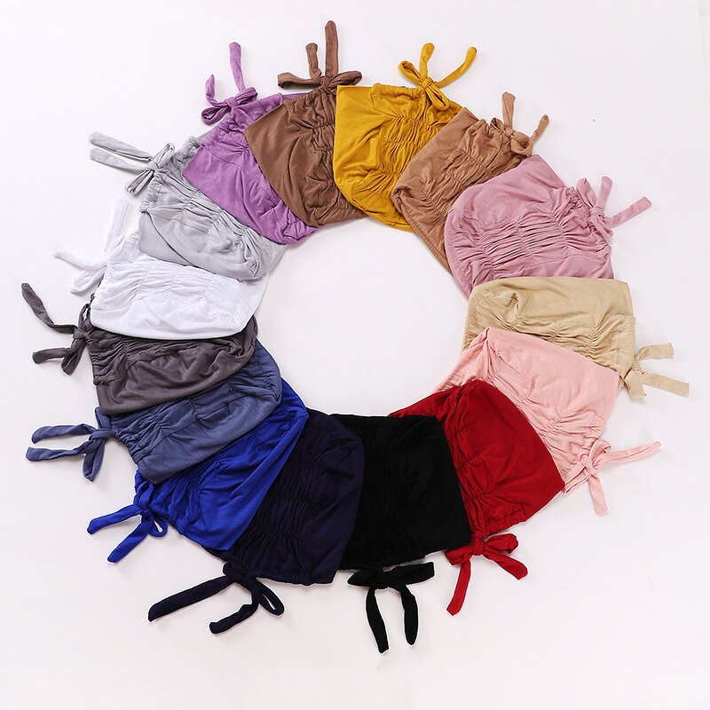 Muslim Hat Manufacturer - 2021 Hot Selling New Back Elastic and Wrinkled Baotou Mercerized Cotton 12 Colors