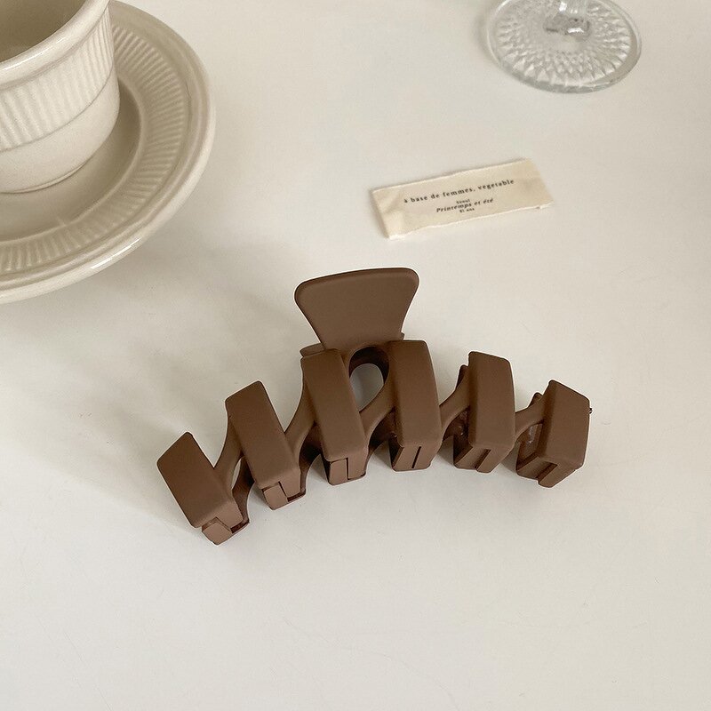 Hair Claw Clips Manufacturer - Women Bigsize Large Wave Zig Zag Clamp Set Ivory Pastel Matte for Thick Hair