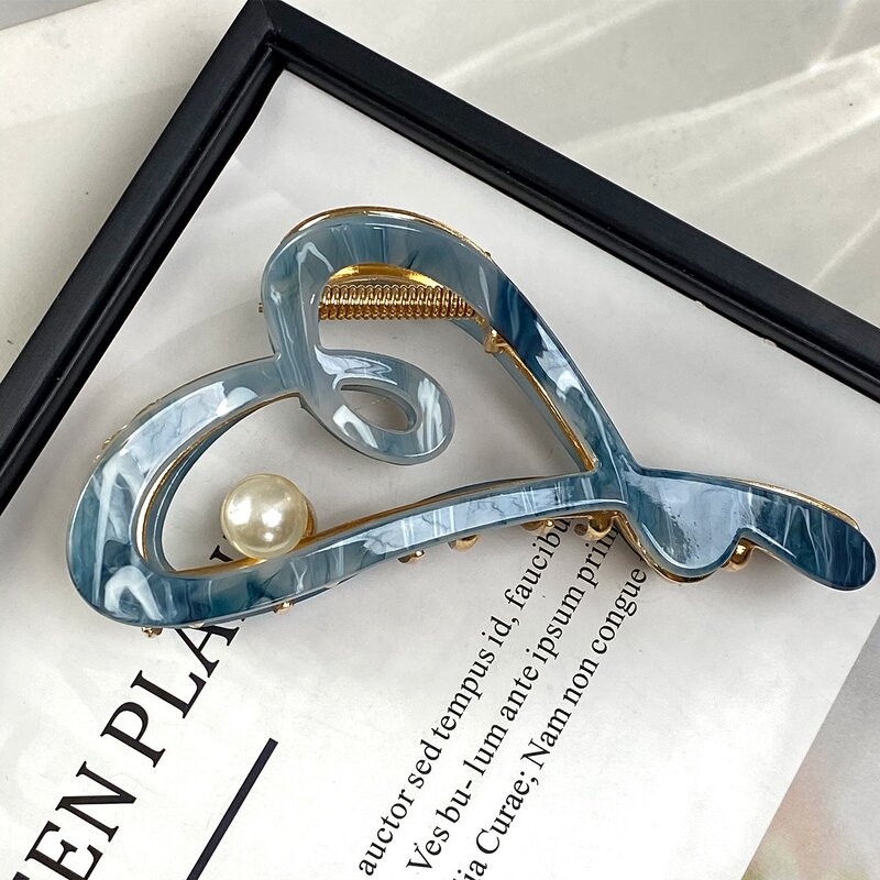 Hair Clip Manufacturer - Enameled Custom Logo Double Heart Plain Large Metal Acetate for Women