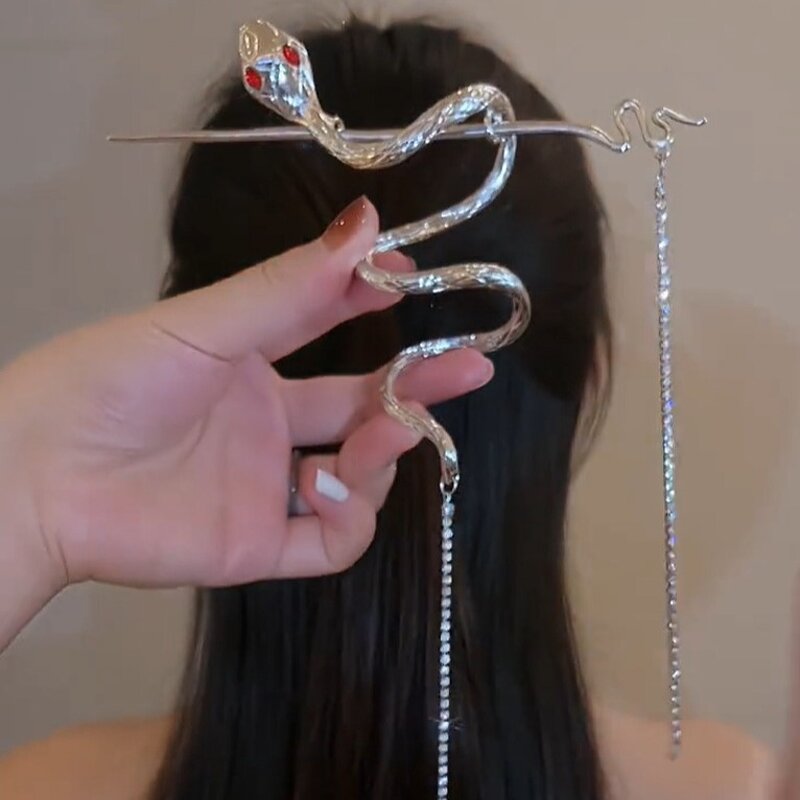Hairpin Manufacturer - Cool Aloof Style Ponytail with Coiled Wrapped Snake Tassel Chinese Design