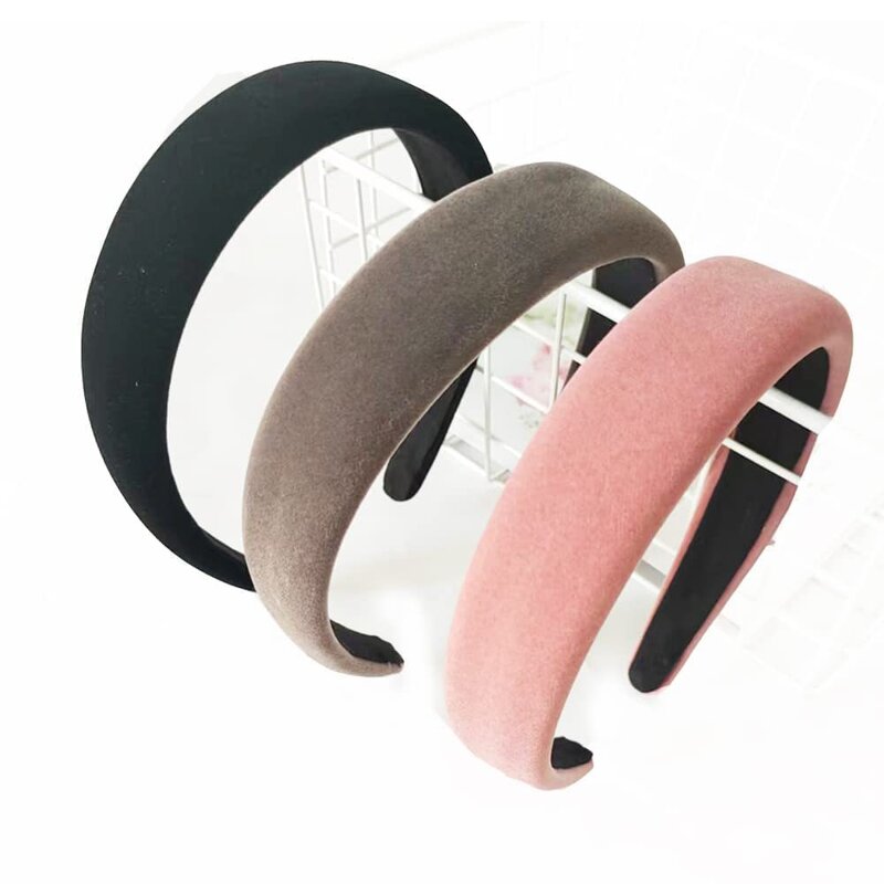 Hair Hoop Manufacturer - Korean Black Red Velvet Padded Anti-slip Graceful Retro Style
