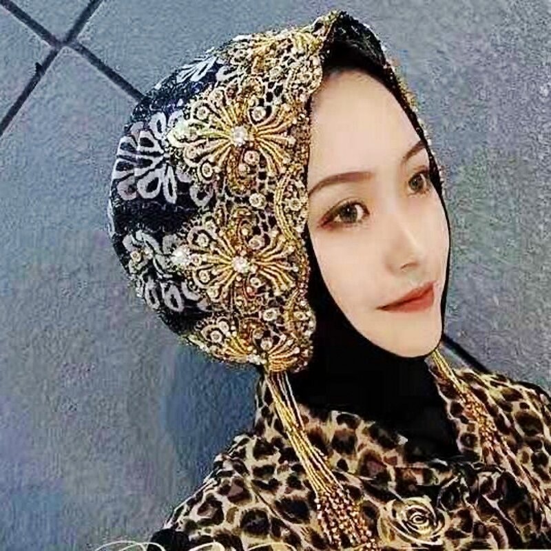 Headband Manufacturer - Wholesale Luxury Lace Headcap Patterned Bandana Pearl Fashion Turban for Women