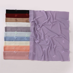 Pearl Chiffon Scarf Manufacturer - Men's Live Streaming Cross-border Diamond-studded Butterfly Nail-studded Long Hui Ethnic Middle East