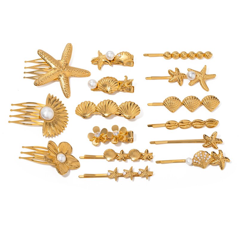 Hair Clips Manufacturer - Waterproof Gold Plated Stainless Steel Pearl Duckbill Clip for Women