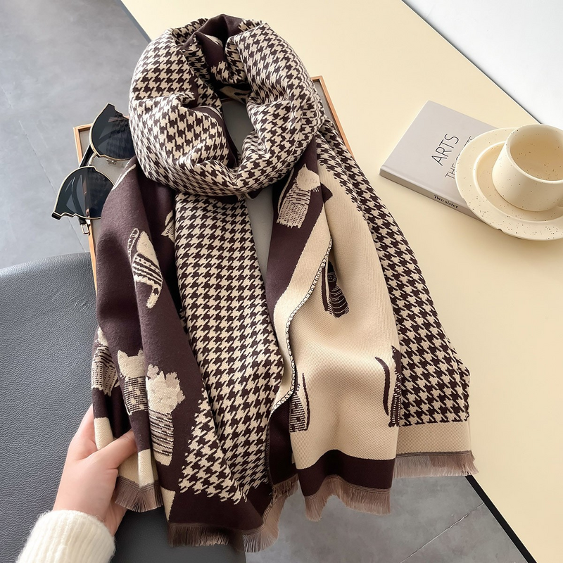 Women's Scarf Manufacturer - 2025 Winter New Elegant Versatile Neck Warmer Double-Sided Imitation Cashmere Polyester High-End Feel Warm