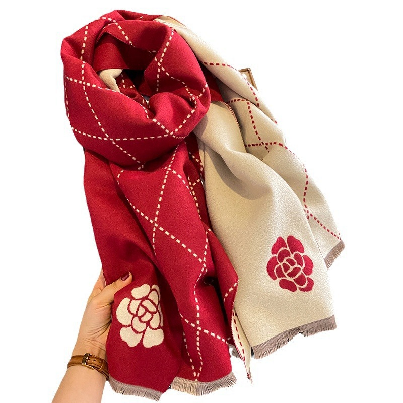 Square Scarf Manufacturer - 2023 Little for Style Camellia Imitation Cashmere Women Winter Korean Version Versatile Elegant
