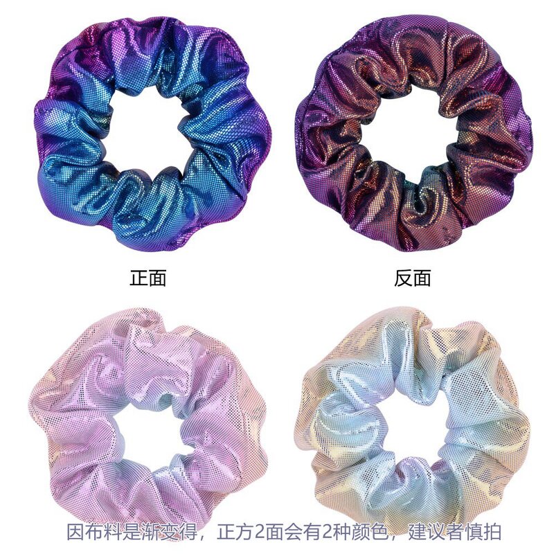 Scrunchies Manufacturer - Fashion Shiny Metallic Bright Color Rainbow Hair Ties Polyester for Women