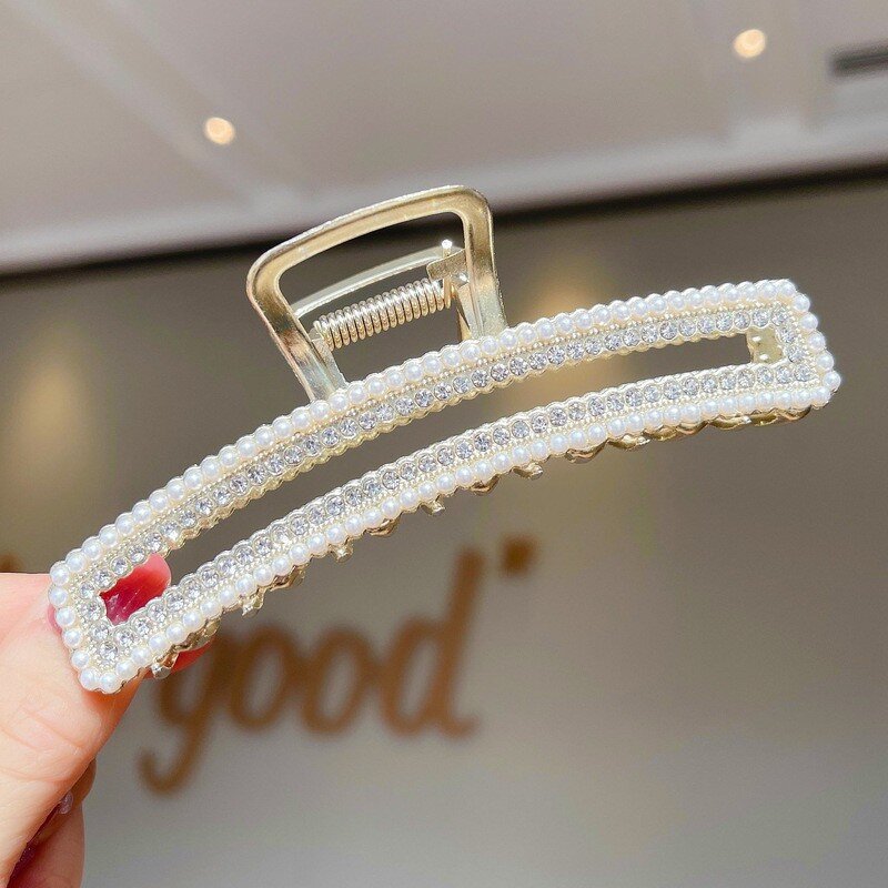 Hair Clip Manufacturer - Wholesale Large Fashionable Fairy Girl Flower Rhinestone Pearl Tassel Zinc Alloy Metal