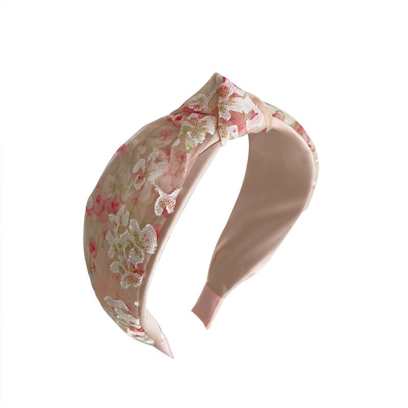 Mesh Printing Headband Manufacturer - Elegant Cross Knot Simple Wide Edge Outdoor Fabric for Girls & Women
