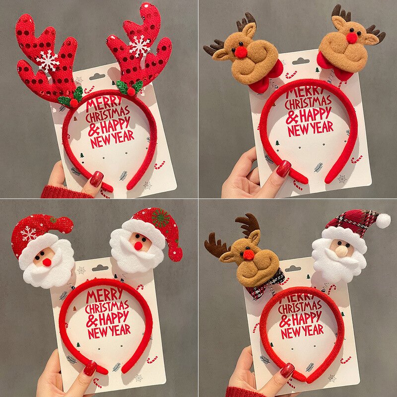 Hairband Manufacturer - Christmas New Year for Kids Cartoon Xmas Tree with Bow Antlers for Girls