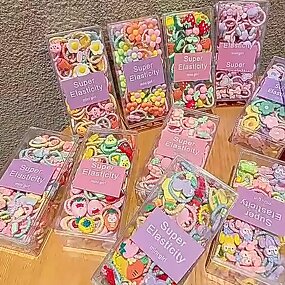 Hair Ties Manufacturer - Korean Candy Color Baby Small Size Elastic Cute Cartoon Rubber Hair Band for Baby Girls
