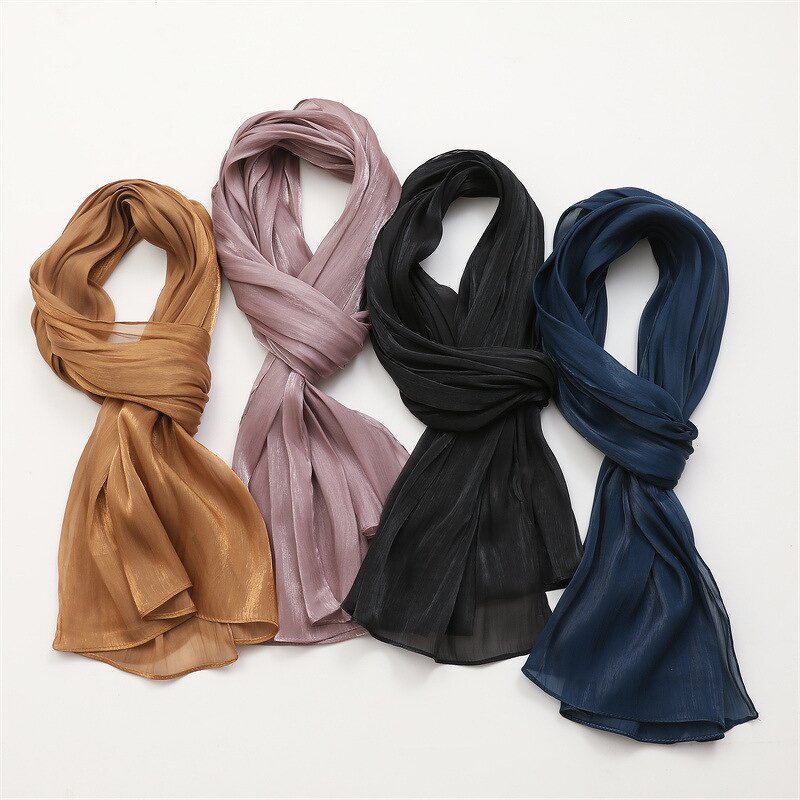 Scarf Manufacturer - Wholesale Women's Ethnic Style Plain Polyester Shawls Satin for Women