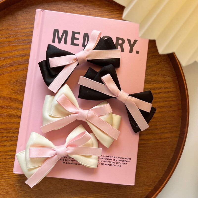 Hair Clip Manufacturer - Wholesale Cute Sweet Style Stain Lovely Pink Black Ribbon for Women