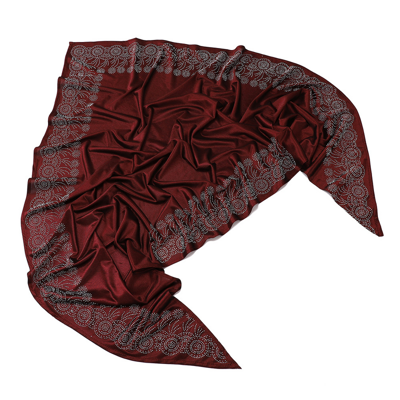 Muslim Scarf Manufacturer - Cross-border Wholesale Polyester Knitted Stretch Hot-fix Rhinestone Triangle Long Hui Ethnic