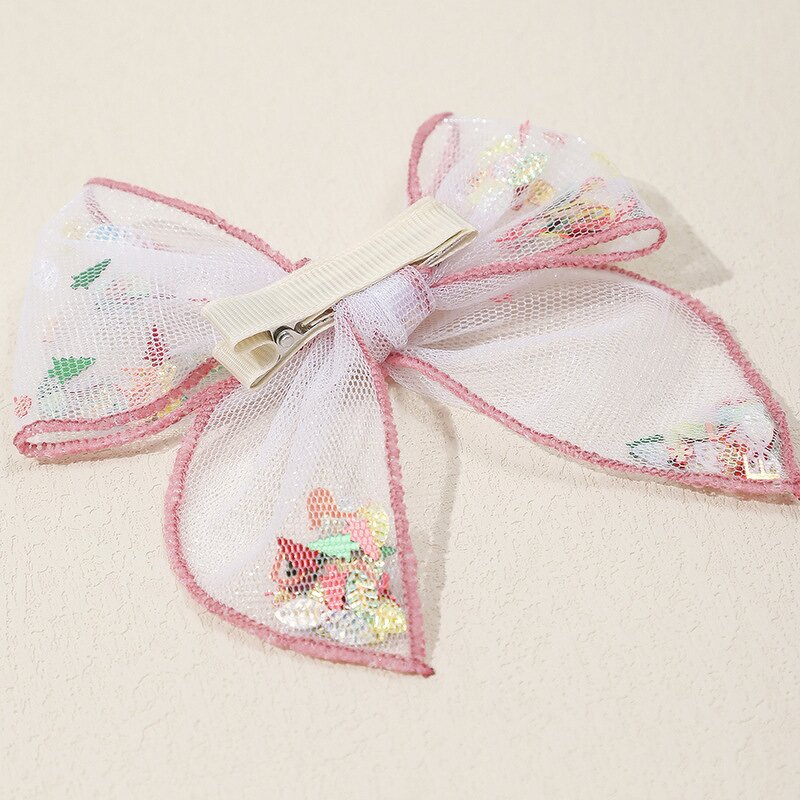 Hair Clips Manufacturer - Mesh Bow Sequin Confetti Valentines Theme for Sweet Party Fabric for Girls