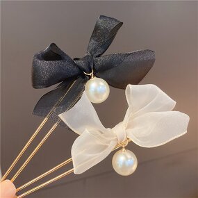 Hairpins Manufacturer - Women's Alloy U-Shaped Simulated Pearl Bridal Sweet Barrette Clips