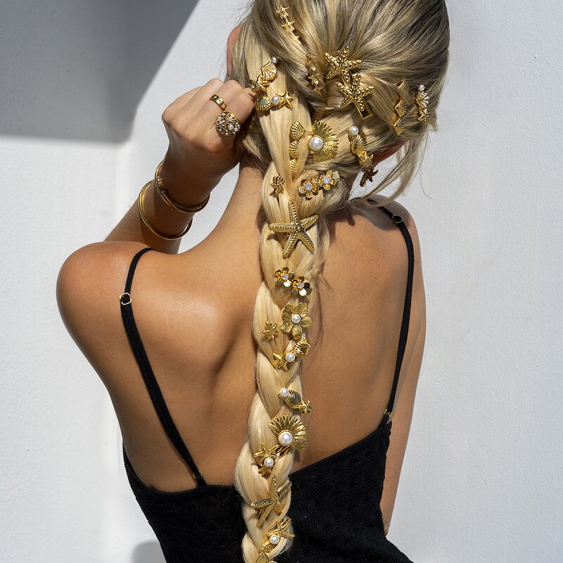 Hair Clips Manufacturer - Waterproof Gold Plated Stainless Steel Pearl Duckbill Clip for Women