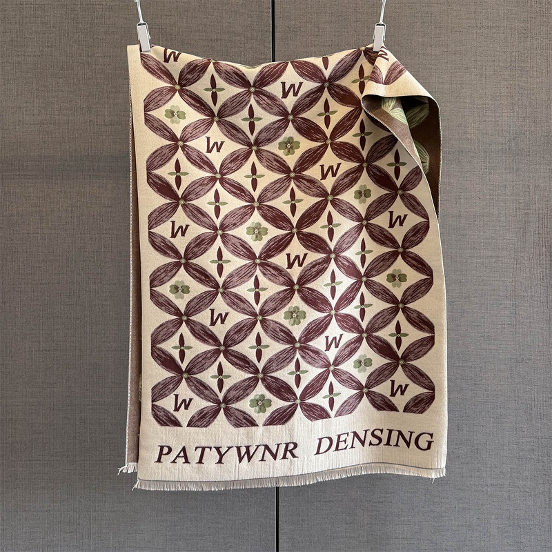 Long Scarf Manufacturer - Autumn New Letter Printed Plants Flowers Imitation Cashmere Women's Multi-Functional All-Match Thickened Warm