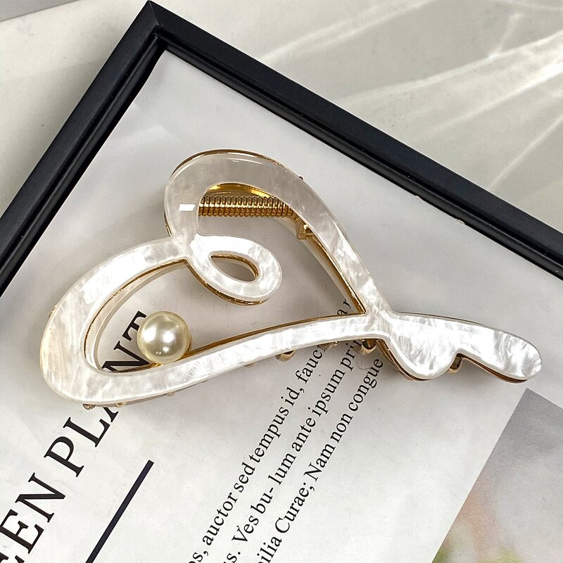 Hair Clip Manufacturer - Enameled Custom Logo Double Heart Plain Large Metal Acetate for Women