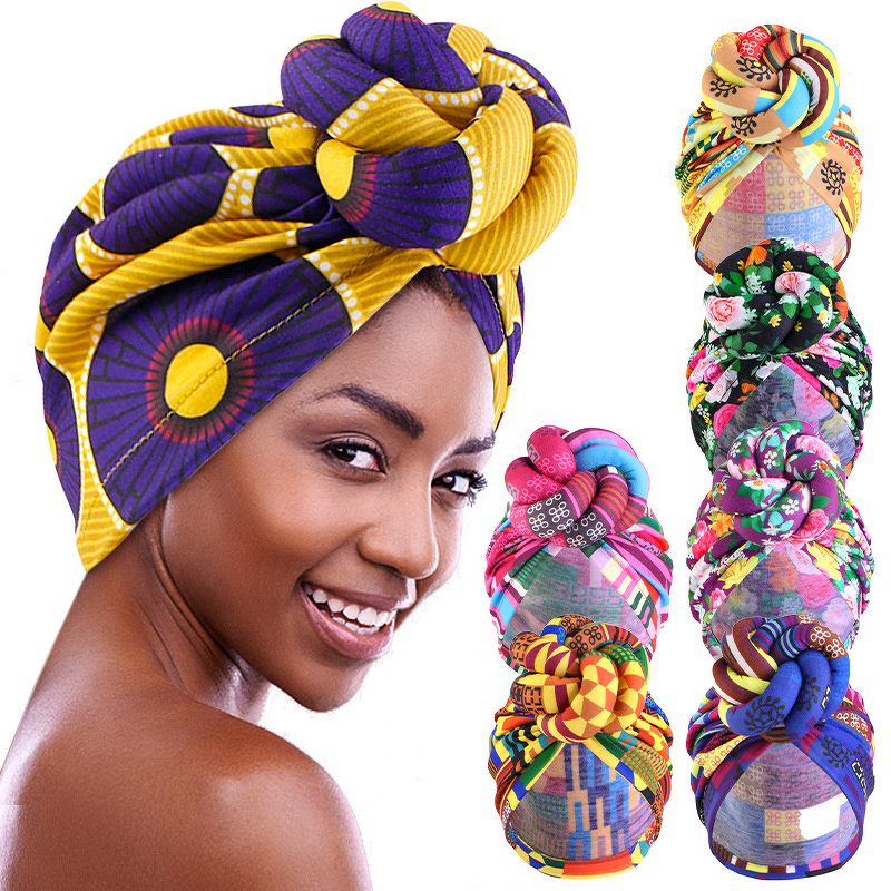 Headscarf Hat Manufacturer - African Print Braided Ball Ethnic Summer Polyester Canvas JDT-41A-1