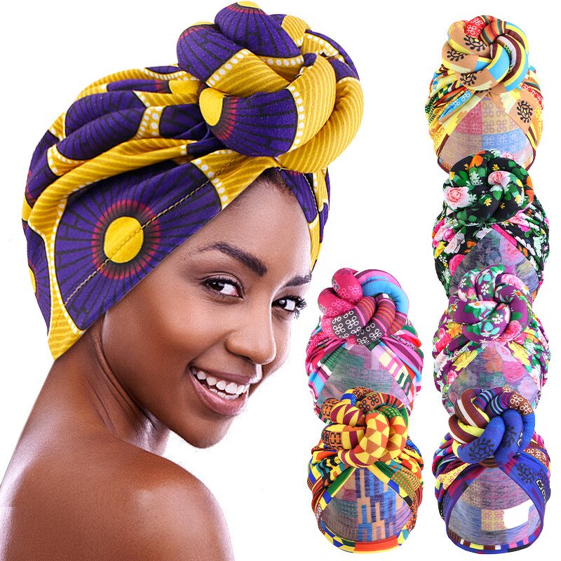 Turban Headwrap Manufacturer - African Style Ethnic Bandanas Top Knotted Headscarf for Women