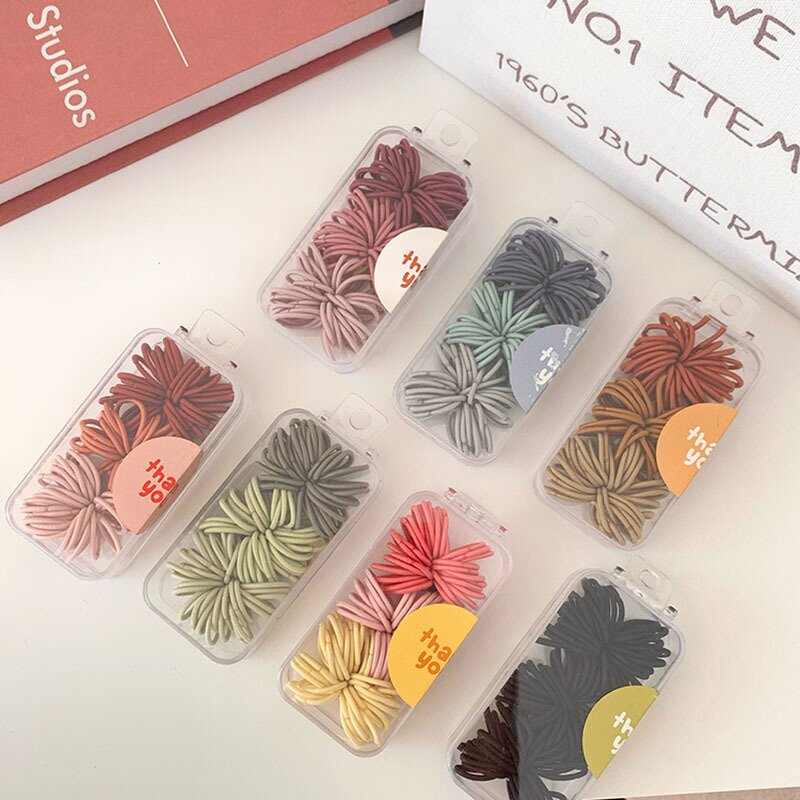 Elastic Hair Bands Manufacturer - 90pcs Boxed Sweet Party-Style Candy-Colored Rubber Ponytail Hair Rope for Girls