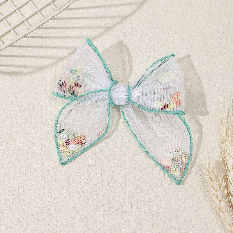 Hair Clips Manufacturer - Mesh Bow Sequin Confetti Valentines Theme for Sweet Party Fabric for Girls