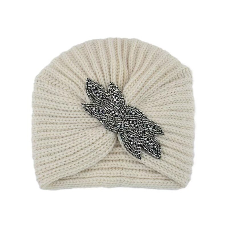 Headbands Manufacturer - Women's Winter Knitted Handmade Satin Elastic Bands Bows for Hair