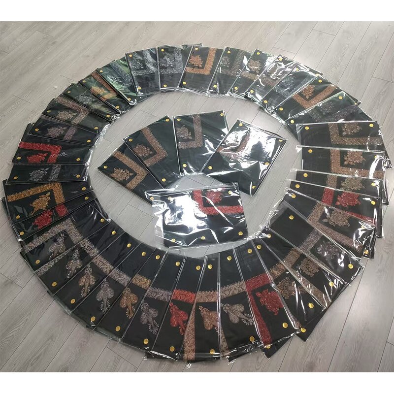 Head Scarf Manufacturer - Ethnic Woolen Pashmina Keffiyeh Embroidered Border Omani Masar Prayer for Men