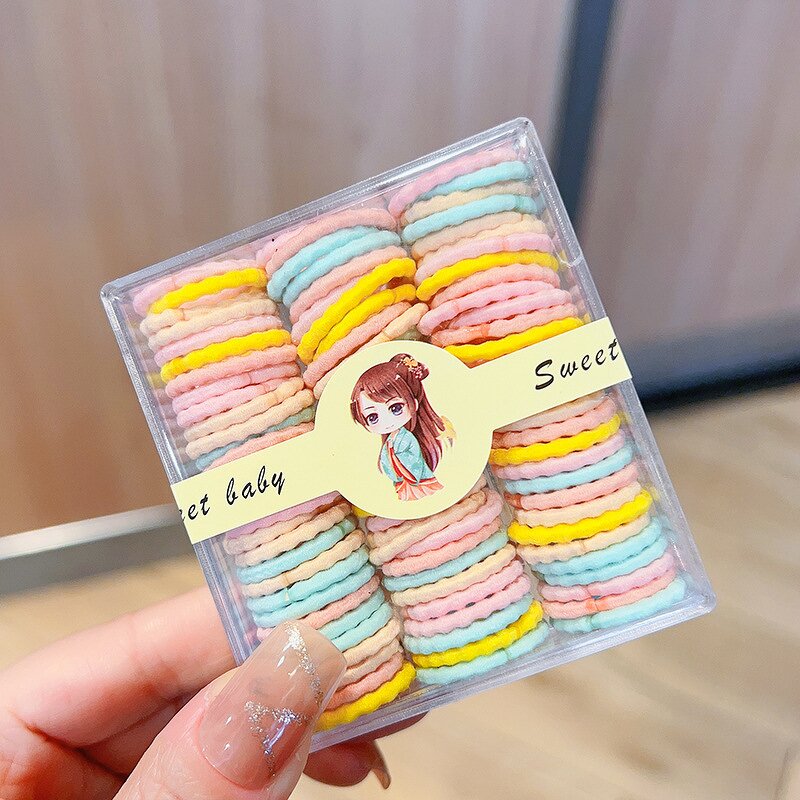 Elastic Hair Ties Manufacturer - 90 Boxed Items Children's Small Leather Band Candy Color Cute High Elastic for Children Women Baby