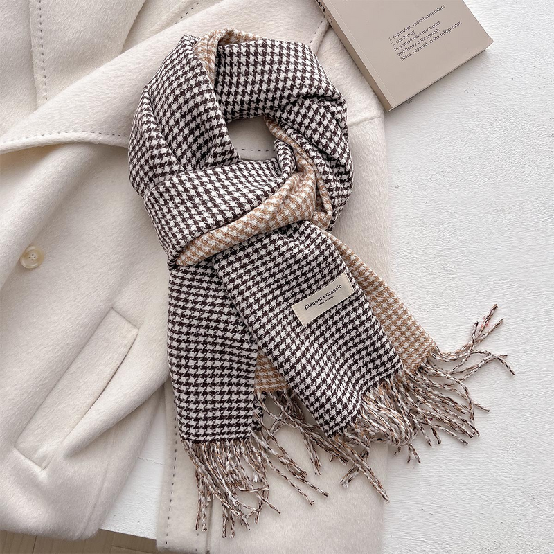 Scarf Manufacturer - 2024 Autumn Women's Plaid Double-sided Imitation Cashmere Polyester Warm Neck Warmer Long Student Couple High-end