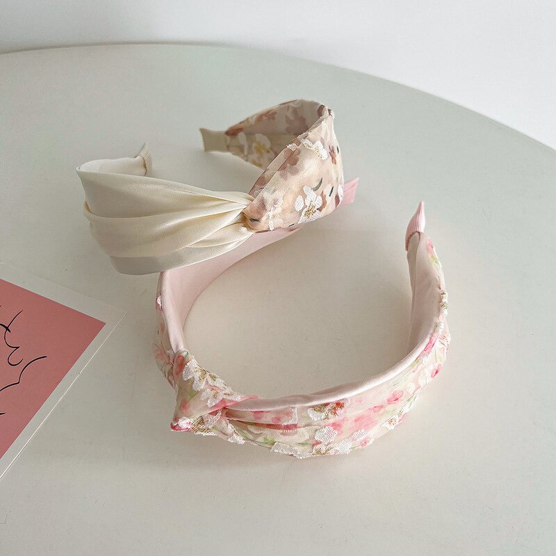 Mesh Printing Headband Manufacturer - Elegant Cross Knot Simple Wide Edge Outdoor Fabric for Girls & Women