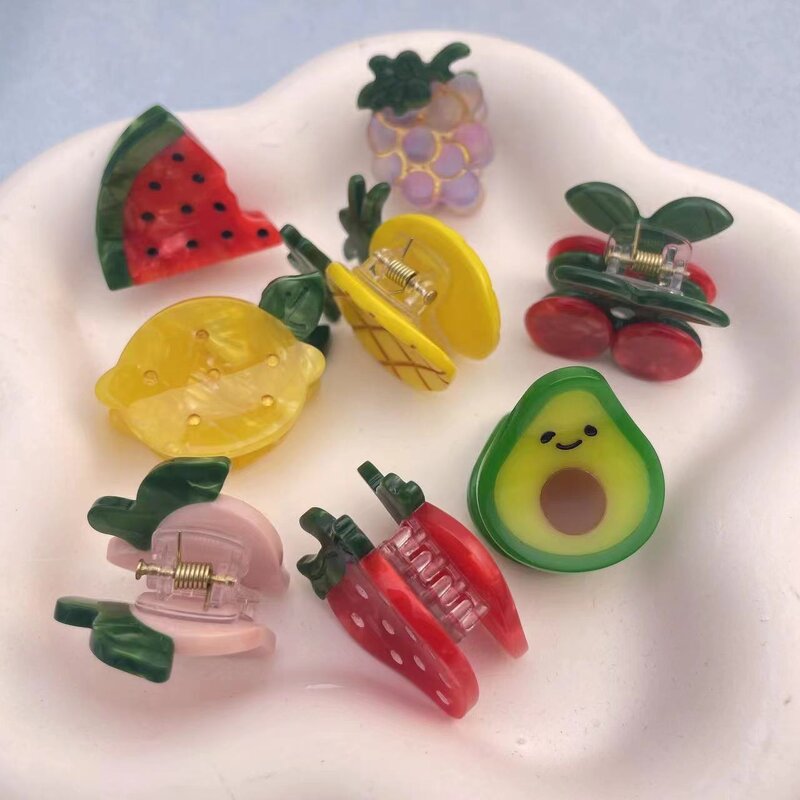 Hair Claw Clip Manufacturer - French Design Mini Cute Sweet Cherry & Strawberry Shaped Acetate for Kids Girls Women