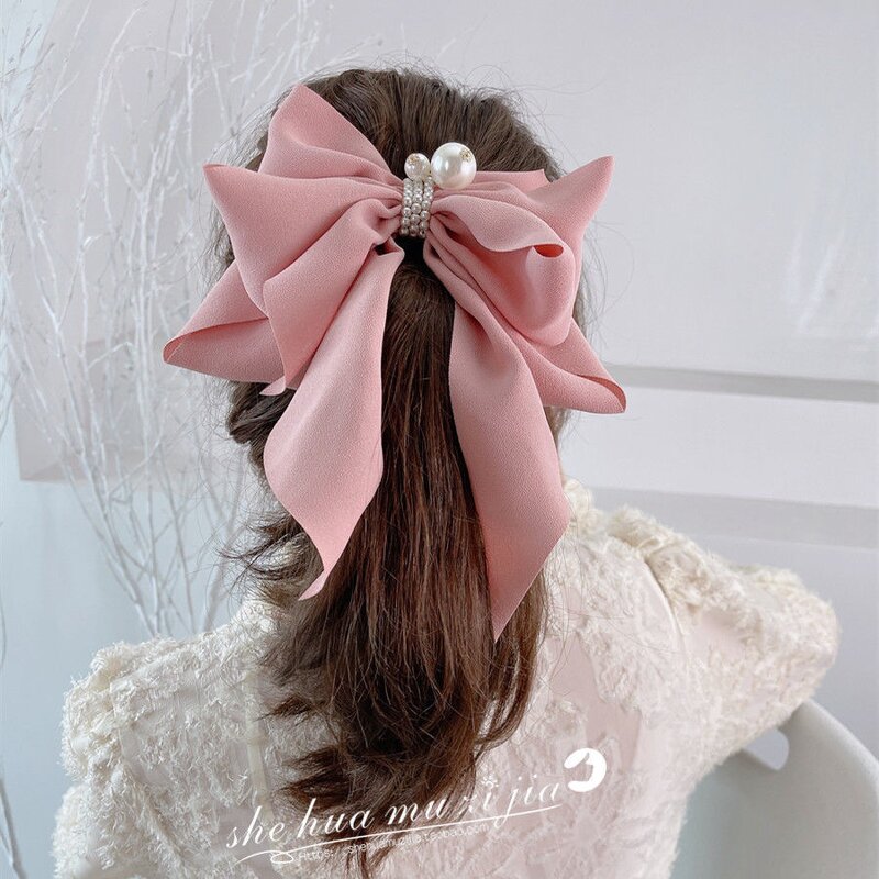 Ponytail Clip Manufacturer - New Women's Large Bow Big Ribbon Solid Color Sweet Style for Girls