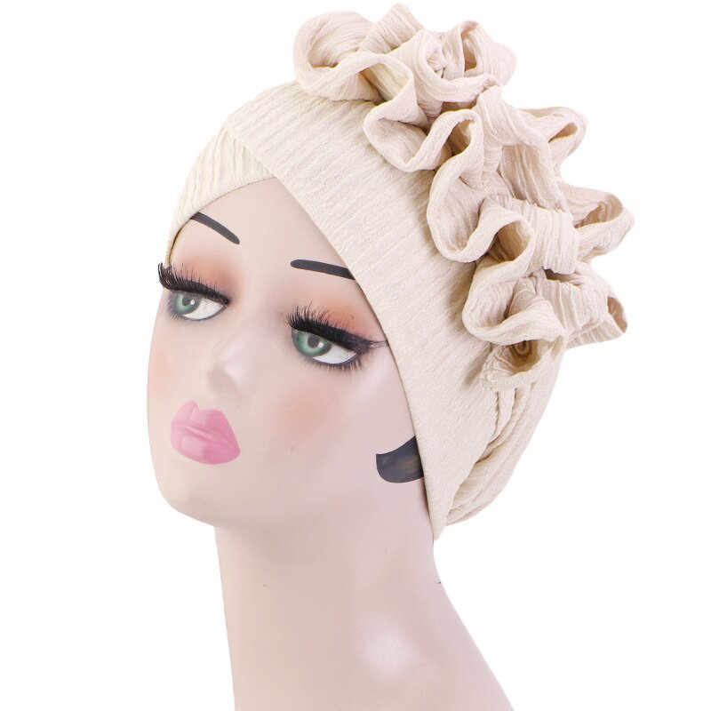 Muslim Head Wrap Scarf Manufacturer - Sunscreen Polyester Turban Big Flower Chemo Cap Stretchy for Outdoor Adult