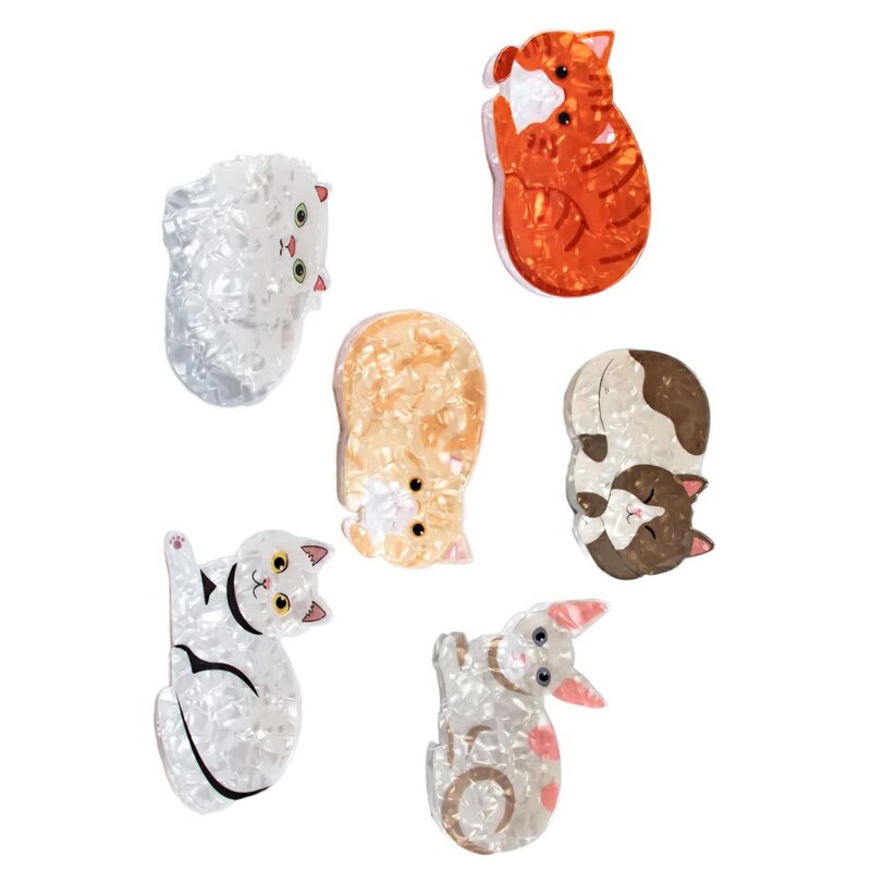Hair Claw Clips Manufacturer - New Cute Cat Cartoon Print PVC Material Animals for Girls Women