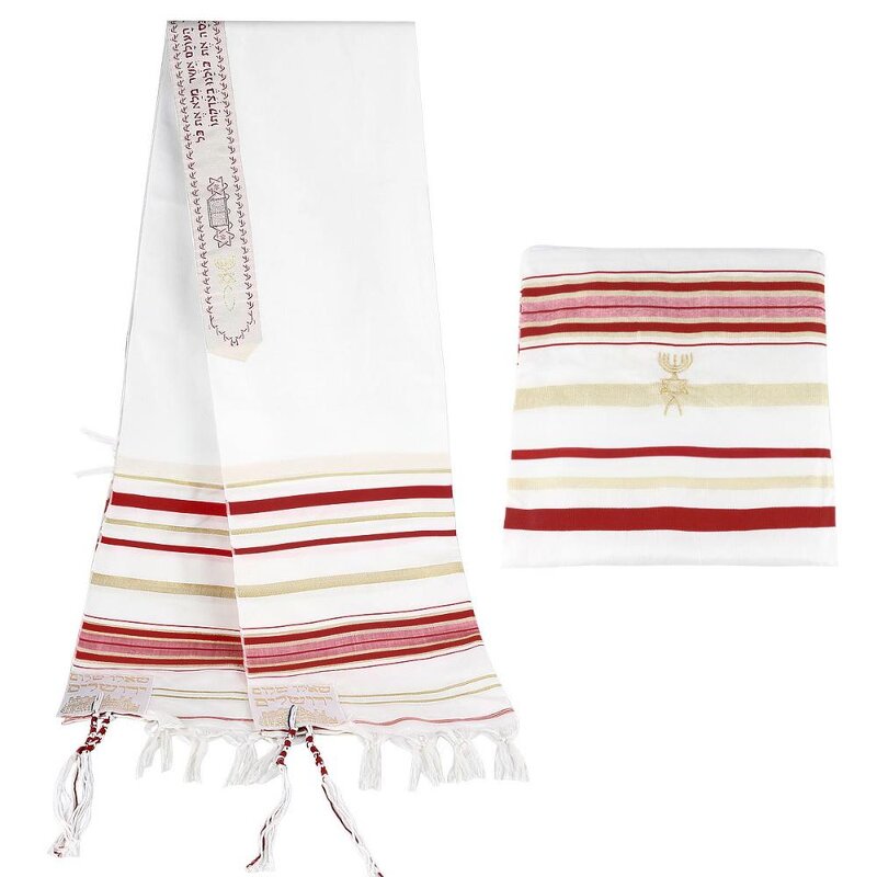 Prayer Shawl Manufacturer - Red Talit Soft Polyester Printed Leaf Long 52 * 180CM Muslim