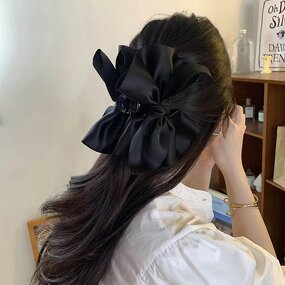 Hair Claw Clip Manufacturer - New French Retro Hepburn Style Back Satin Bow for Women