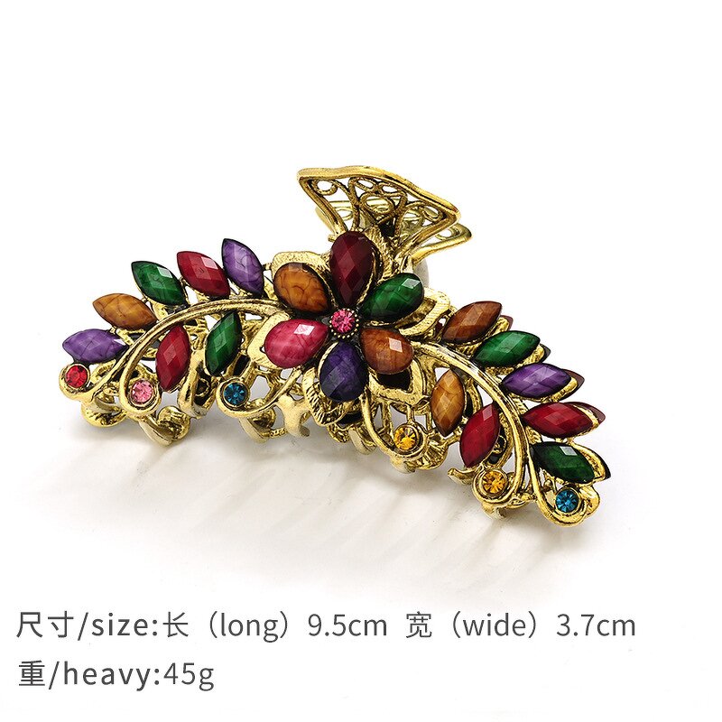 Hair Claws Manufacturer - Elegant Women's Large Size Alloy Crystal Inlay Resin Non-Slip Fashion Ribbon for Girls