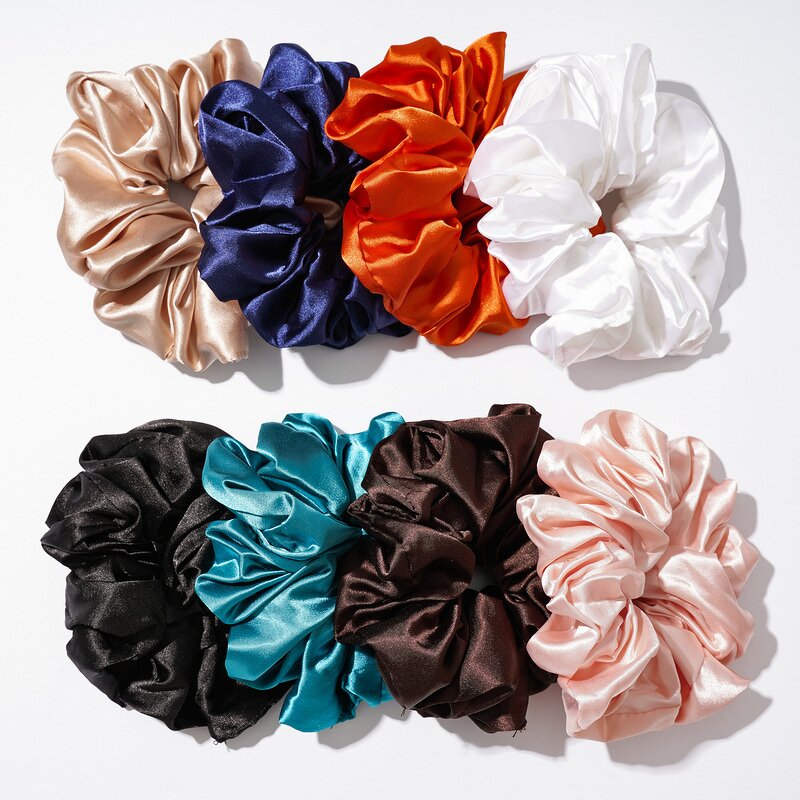 Hair Scrunchies Manufacturer - Satin Silk Solid Color Elastic Hair Bands Ponytail Holder for Women Girls