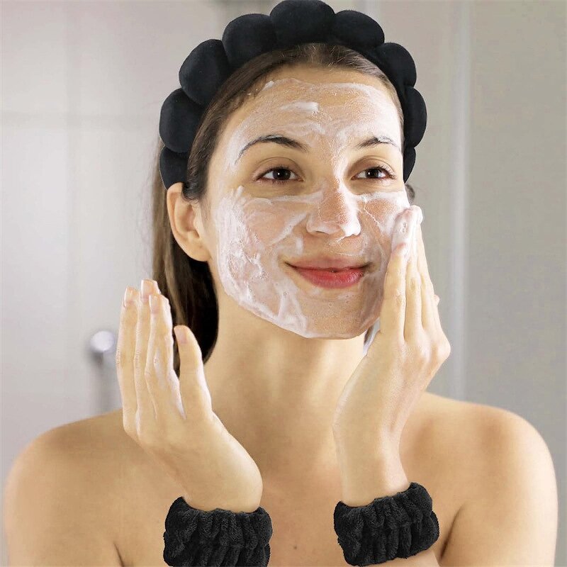 Spa Hair Band Manufacturer - Custom Fashion Cute Pink Blue Puffy Terry Towel Cloth for Skin Care