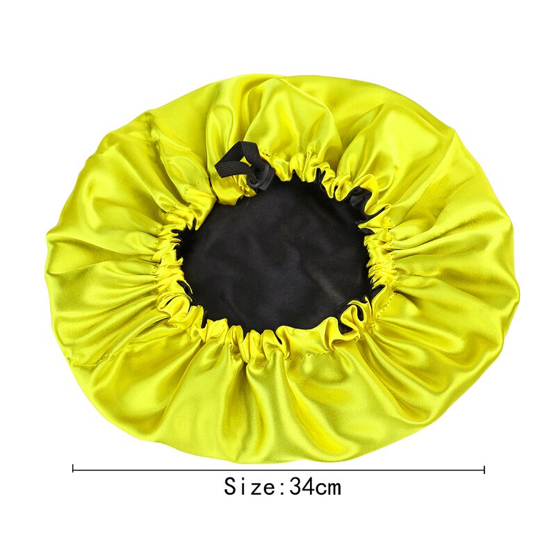 Hair Satin Bonnet Manufacturer - Women's Double Layer Fashionable Elastic Button Pure Color Bath Shower Cap