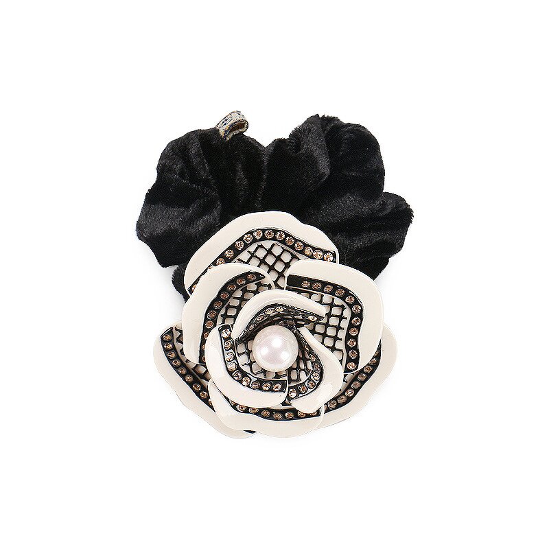 Elastic Hair Bands Manufacturer - France Style Classic Camellia Cellulose Acetate Rhinestone Hair Rope for Women