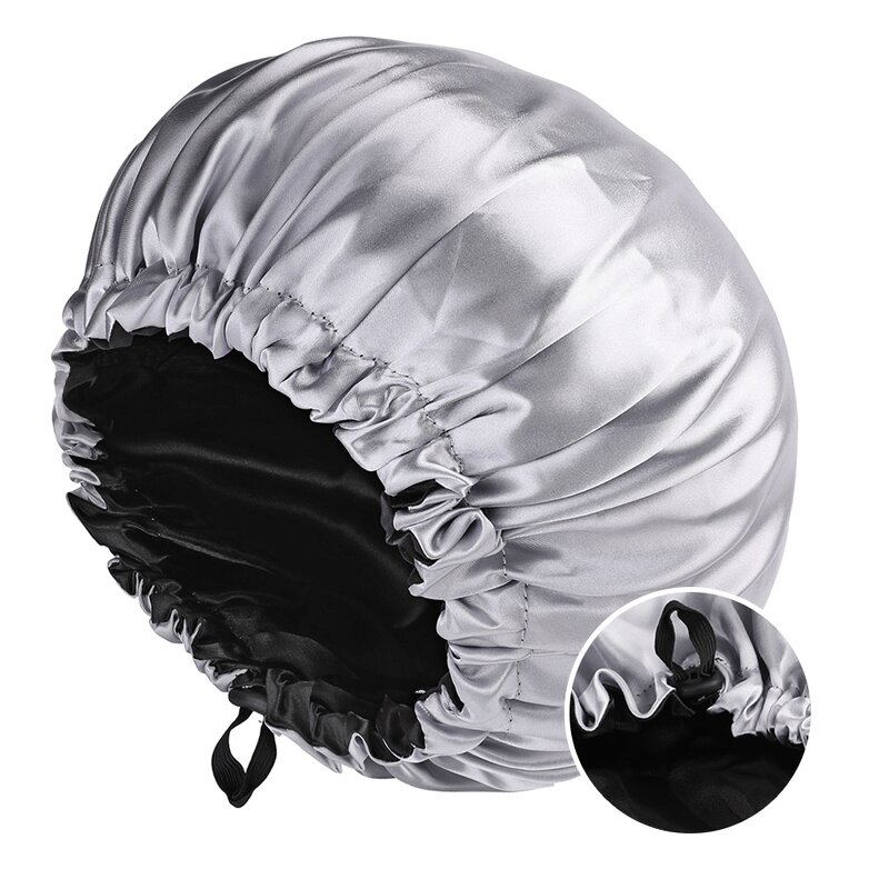 Hair Satin Bonnet Manufacturer - Women's Double Layer Fashionable Elastic Button Pure Color Bath Shower Cap