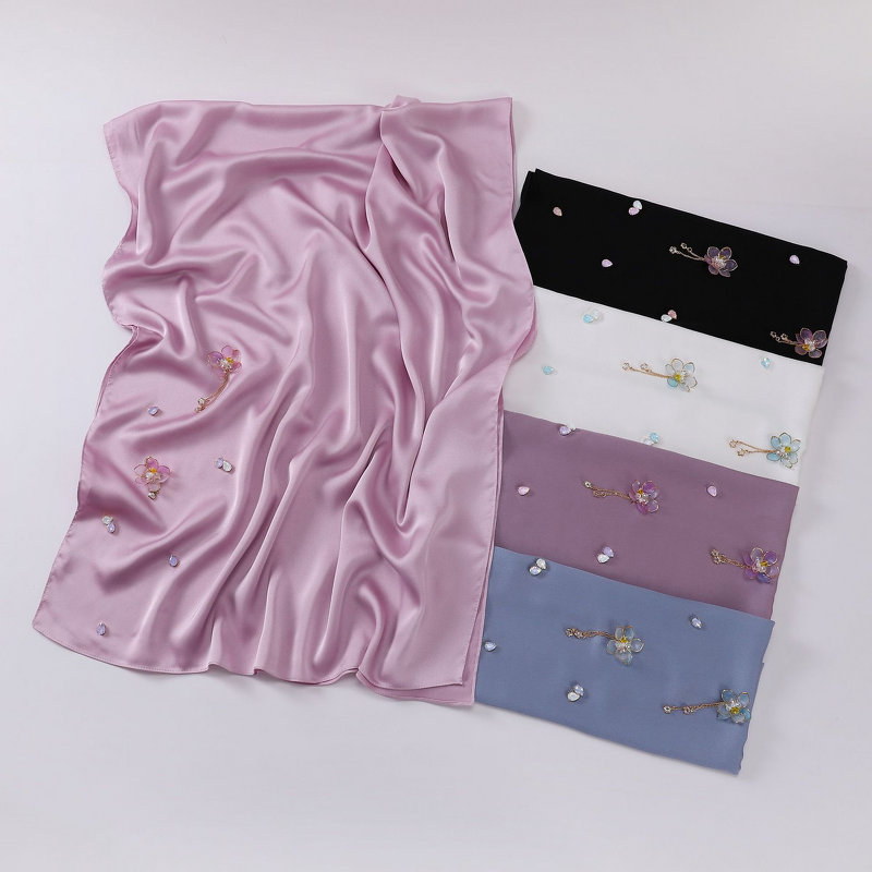 Chiffon Scarf Manufacturer - New Polyester Bubble Hand-sewn Rhinestone Floral Four Seasons Chinese Style Dot Diamond Hui Malaysia