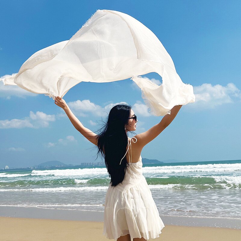 HeadScarf Manufacturer - Women's Customizable Fashion Polyester Sunscreen Shawl Simple Minimalist Hijab Scarfs